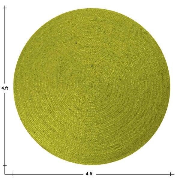 Hand Braided Round Area Solid Green Rug - Image 5