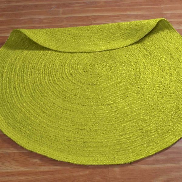 Hand Braided Round Area Solid Green Rug - Image 4