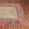 Hand Braided Scalloped Cotton and Jute Multicolor Square Rug - Image 4