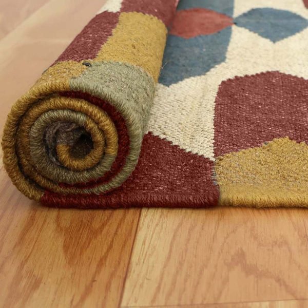 Handwoven Wool Jute Kilim Geometric Area Rug - Image 4