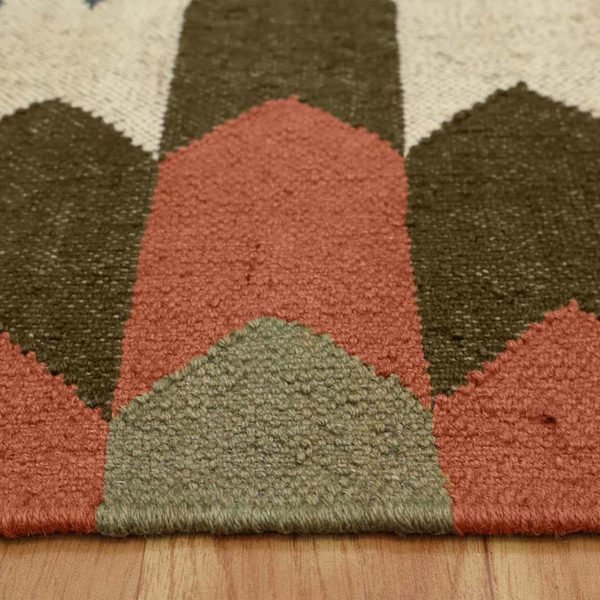Geometric Wool Jute Kilim Handwoven Brown living Area Rug - Image 7