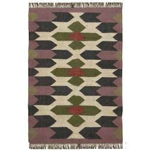 Indian Hand Woven Wool Jute Kilim Large Rug