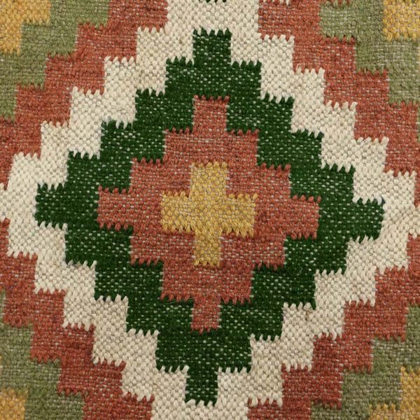 Wool and Jute Kilim Green Runner Area Rug - Image 8