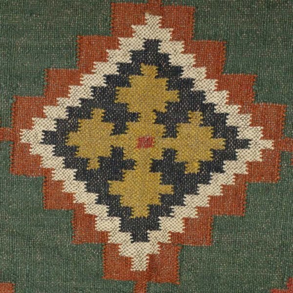 Wool Jute Green Hand woven Kilim Area Rug - Image 8