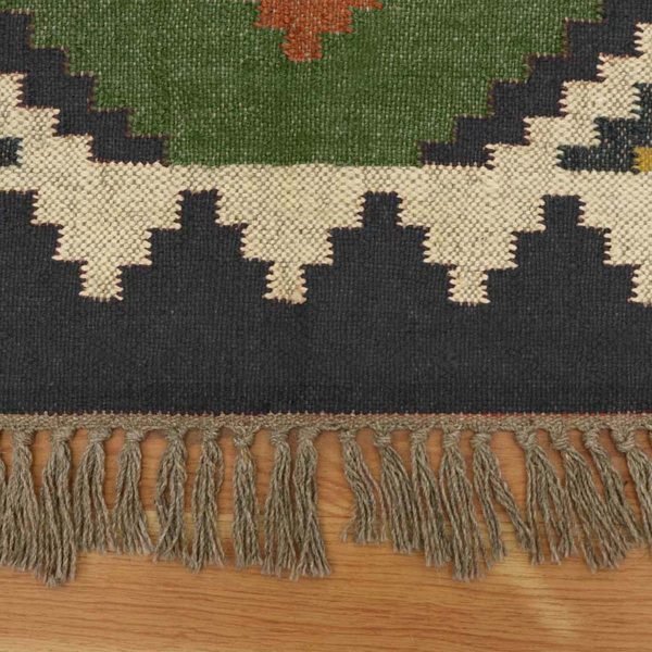 Wool Jute Green Handwoven Kilim Area Rug - Image 6