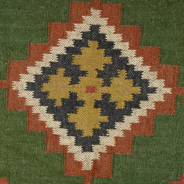 Wool Jute Green Handwoven Kilim Area Rug - Image 7