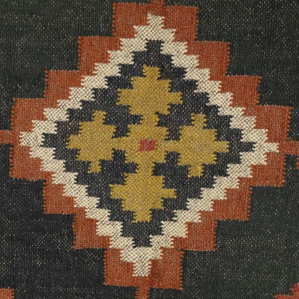 Green Handwoven Traditional Wool Jute Rug - Image 7