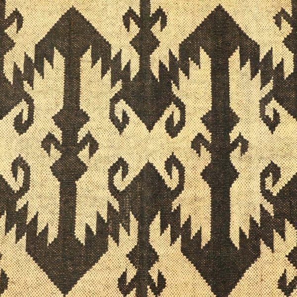 Modern Wool Jute Black Kilim Handwoven Rug - Image 7