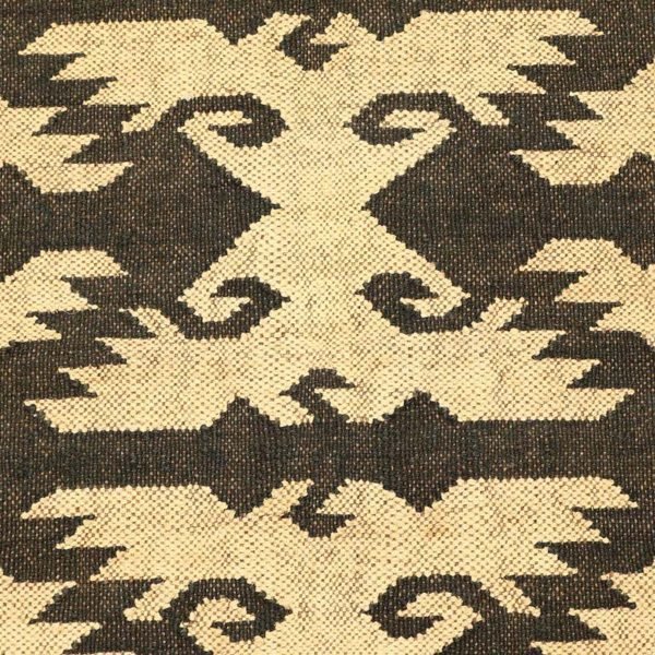 Modern Wool Jute Black Kilim Handwoven Rug - Image 8