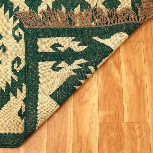 Wool Green Kilim Handwoven Runner Area Rug - Image 6