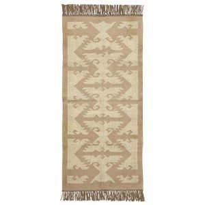 Home Decor Brown Wool Jute Kilim Runner Office Area Rug