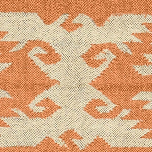 Hand Woven Kilim Jute Runner Orange Rug - Image 7