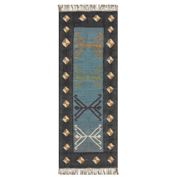 Hand Woven Wool Jute Grey Runner Rug