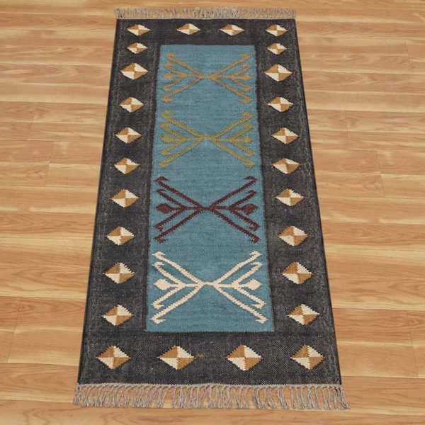Hand Woven Wool Jute Grey Runner Rug - Image 3