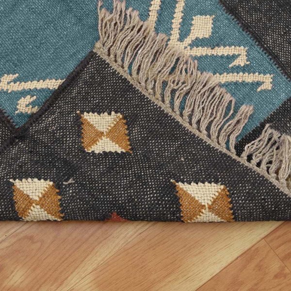 Hand Woven Wool Jute Grey Runner Rug - Image 6