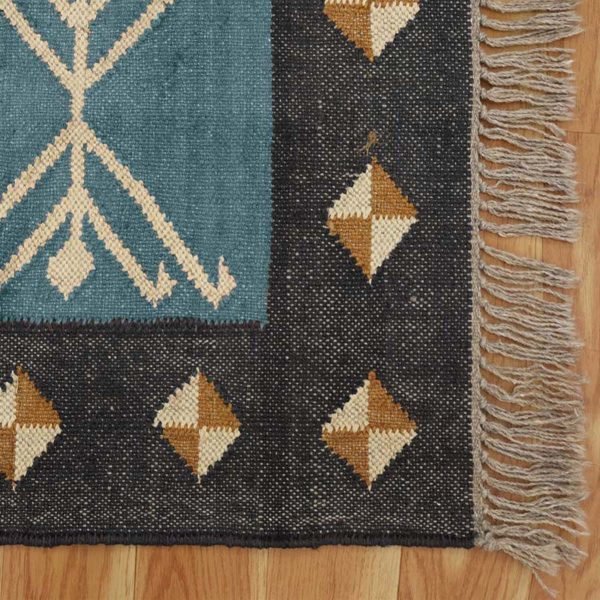 Hand Woven Wool Jute Grey Runner Rug - Image 7