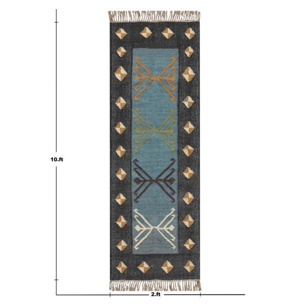 Hand Woven Wool Jute Grey Runner Rug - Image 8