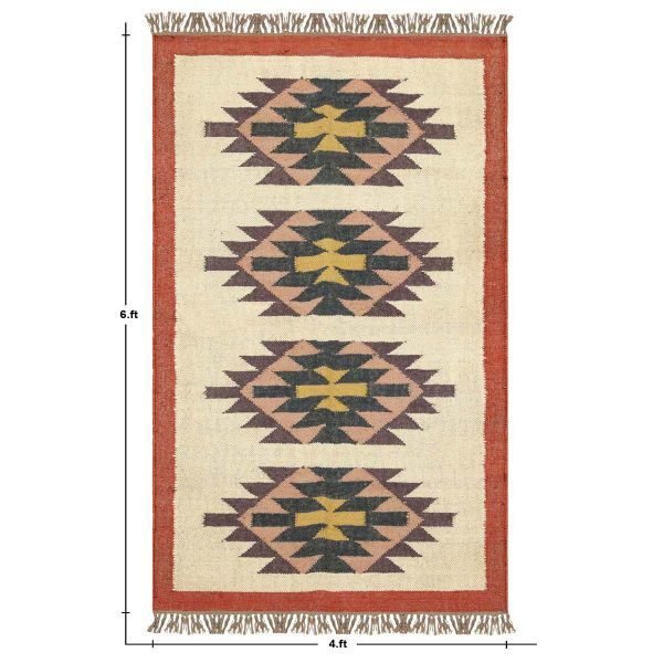 Indian Hand Woven Wool Jute Beige Traditional Area Rug - Image 8