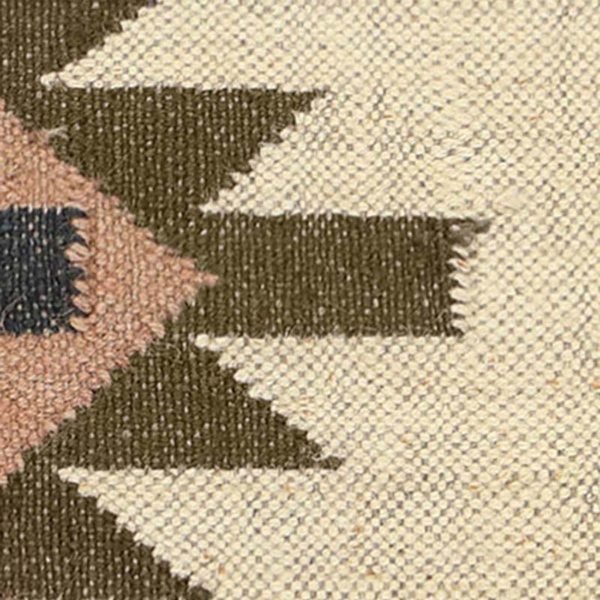 Hand Woven Wool Jute Kilim Maroon Bordered Rug - Image 7