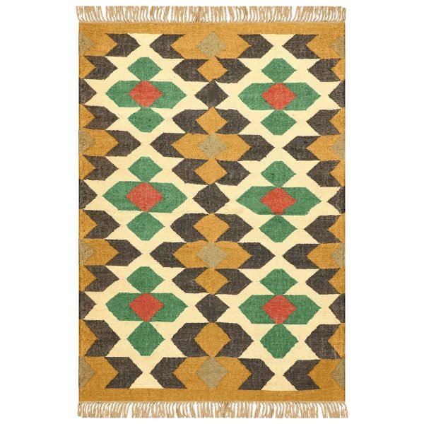 Geometric Wool Jute Kilim Handwoven living Area Rug