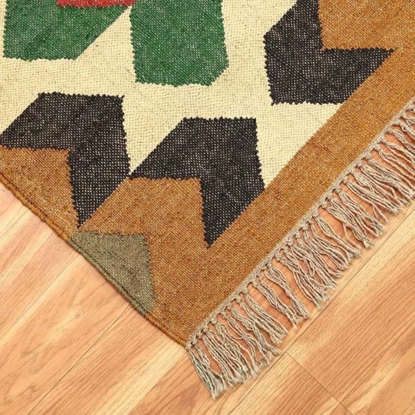 Geometric Wool Jute Kilim Handwoven living Area Rug - Image 6