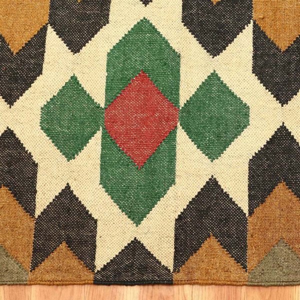 Geometric Wool Jute Kilim Handwoven living Area Rug - Image 7