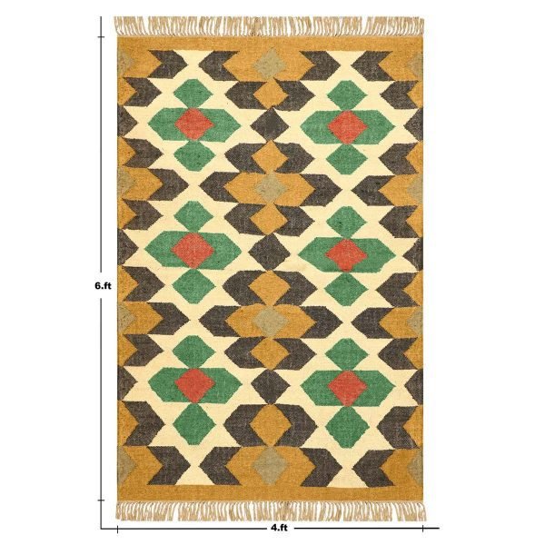Geometric Wool Jute Kilim Handwoven living Area Rug - Image 8