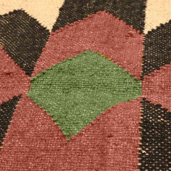 Handwoven Wool Jute Kilim Geometric Rug - Image 7