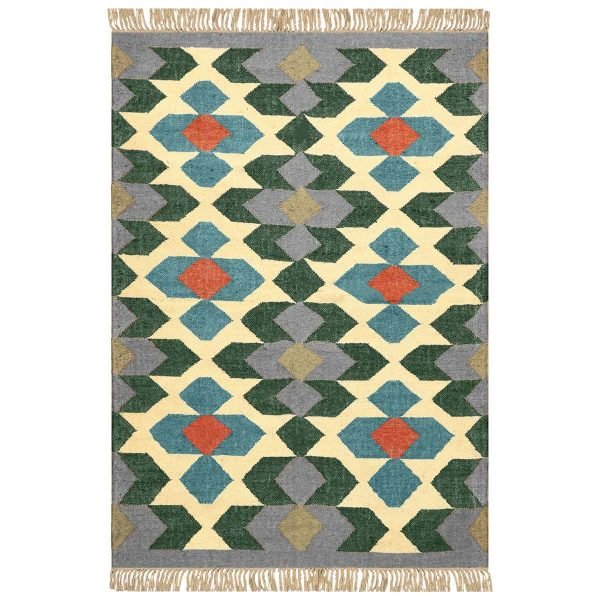 Indian Hand Woven Wool Jute Kilim Large Area Rug