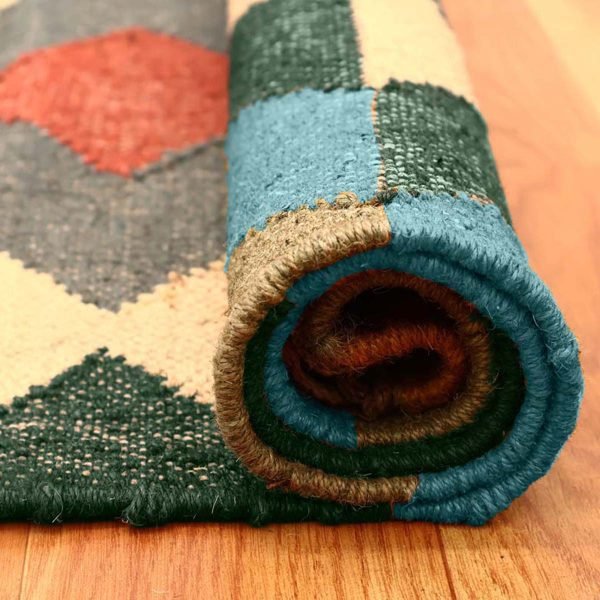 Indian Hand Woven Wool Jute Kilim Large Area Rug - Image 4