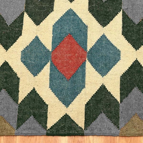 Indian Hand Woven Wool Jute Kilim Large Area Rug - Image 7
