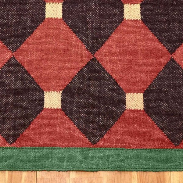 Red Geometric Wool Jute Hand woven Area Rug - Image 7