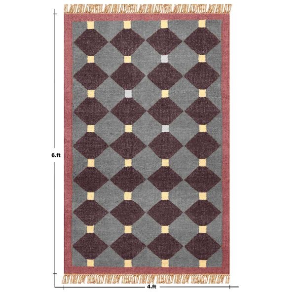 Indian Hand Woven Gray Wool Jute Kilim Area Rug - Image 8