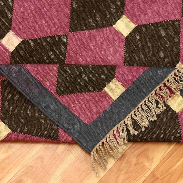 Handwoven Jute Wool Kilim Southwestern Carpet - Image 5