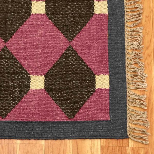 Handwoven Jute Wool Kilim Southwestern Carpet - Image 6