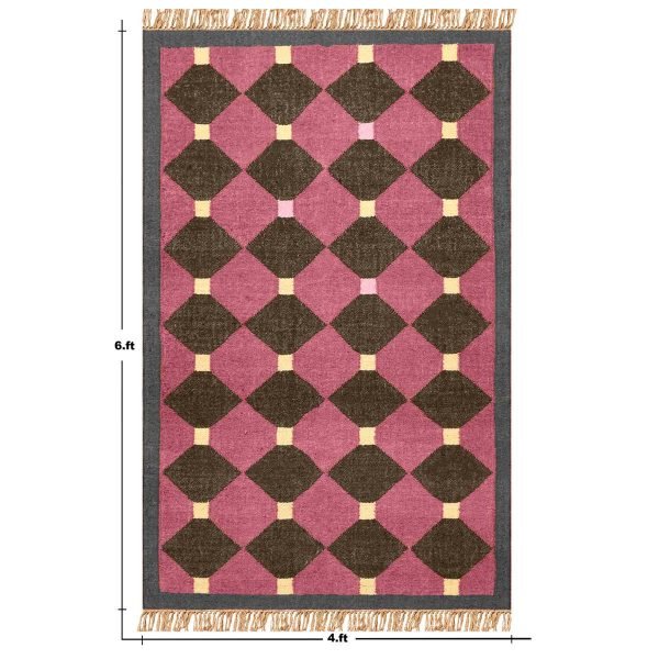 Handwoven Jute Wool Kilim Southwestern Carpet - Image 8