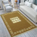 Indian Hand Woven Bronze Wool Tribal Area Dhurrie