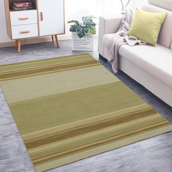 Hand Woven Multicolor Wool Striped Area Dhurrie - Image 2