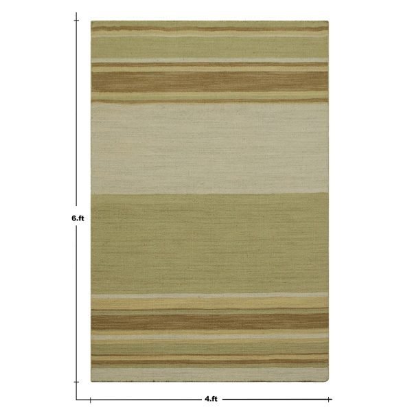 Hand Woven Multicolor Wool Striped Area Dhurrie - Image 5