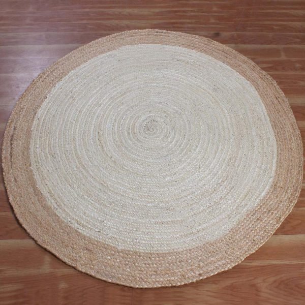 Hand Braided Beige Traditional Jute Round Outdoor Area Rug - Image 5
