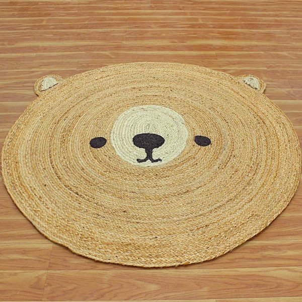Hand Braided Animal Design Jute Round Childern Room Rug - Image 2