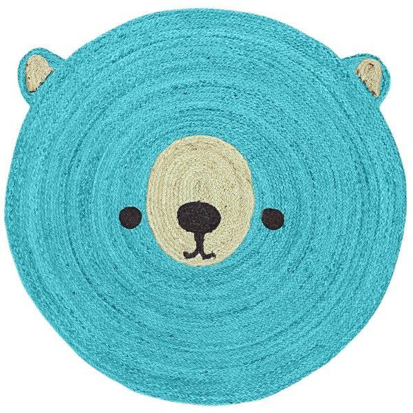 Hand Braided Animal Design Turquoise Round Area Rug
