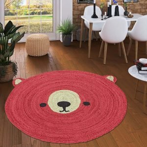 Hand Braided Animal Design Jute Round Rug
