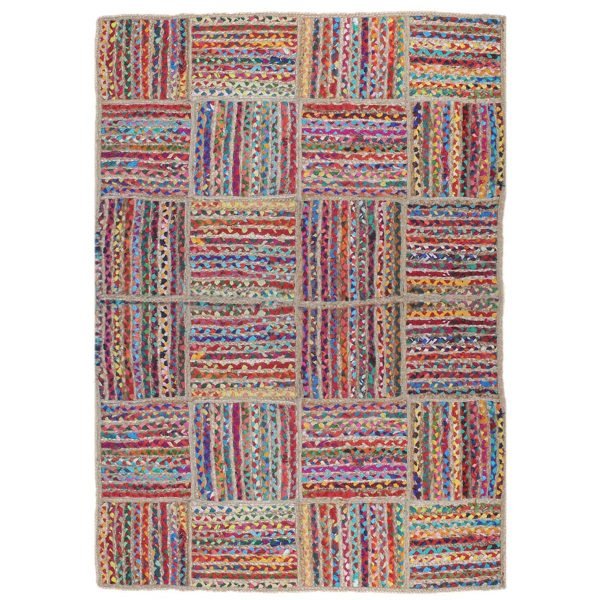 Hand Weived Multicolor Cotton and Jute Large Area Rug