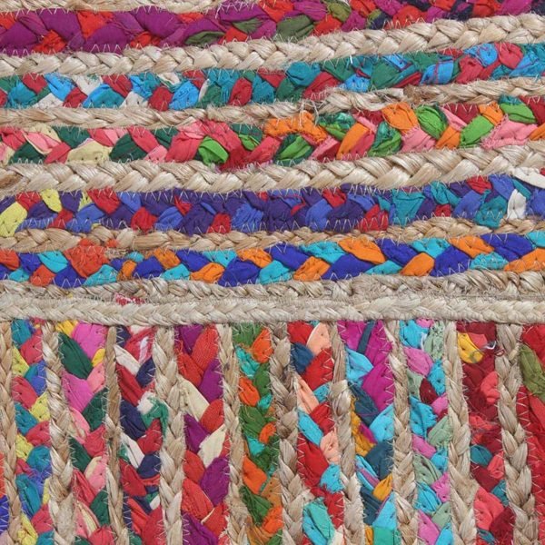 Hand Weived Multicolor Cotton and Jute Large Area Rug - Image 5