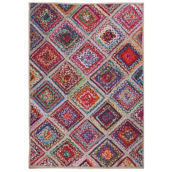 Hand Weived Cotton and Jute Multicolor Outdoor  Area Rug