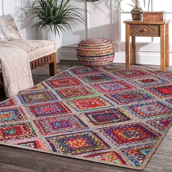 Hand Weived Cotton and Jute Multicolor Outdoor  Area Rug - Image 2
