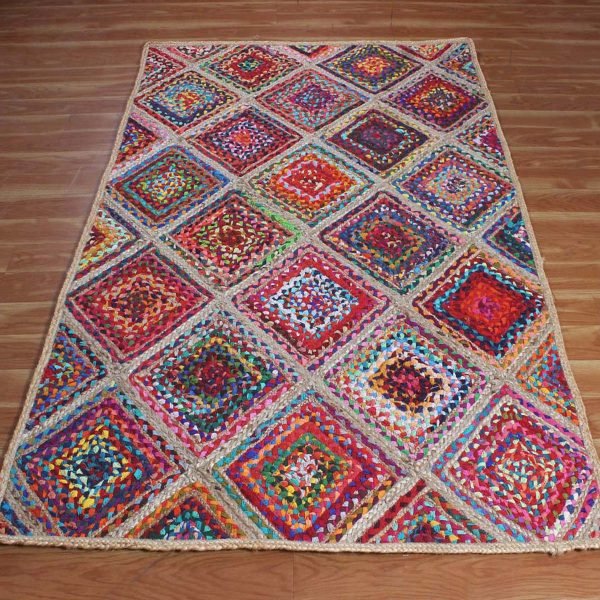 Hand Weived Cotton and Jute Multicolor Outdoor  Area Rug - Image 3