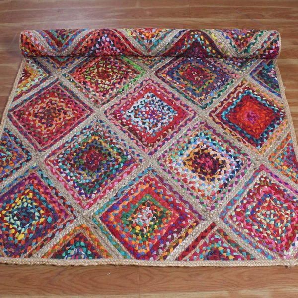 Hand Weived Cotton and Jute Multicolor Outdoor  Area Rug - Image 4