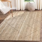 Hand Braided Beige Geometric Jute Rug